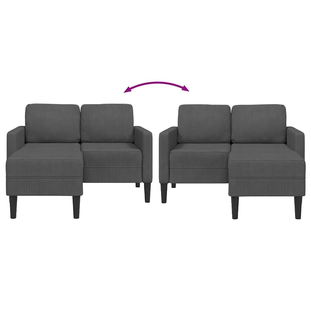 vidaXL 2-Sitzer-Sofa mit Chaiselongue L-förmig Dunkelgrau 125 cm Leinen