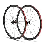 FKXSXAZ Ensemble de roues de vélo de route 700C en alliage d'aluminium à double paroi   Roues avant et arrière   Frein à disque   Essieu traversant   36 mm   Moyeux 24H   Pour cassette 8/9/10/11/12