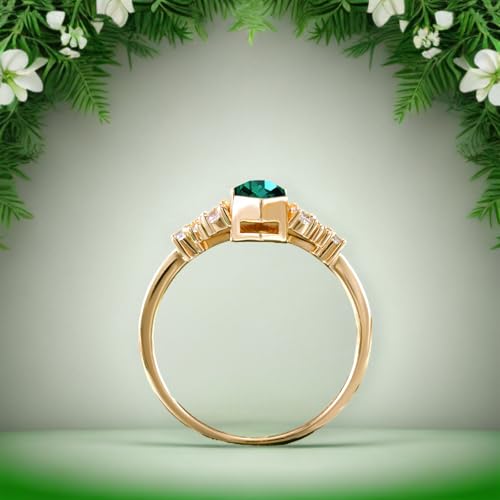 S925/10K/14K/18K Solid Gold Long Hexagon Gemstone Vintage Engagement Ring Unique Vine Gemstone Wedding Anniversary Ring Yellow Gold Bridal Ring4