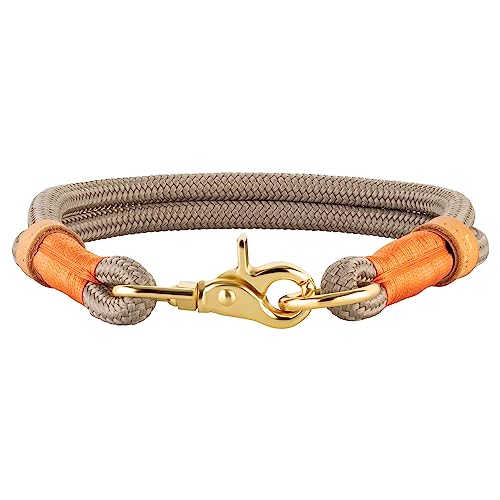 Michur Monaco Grau, Hundehalsband Hellgrau Verstärkung und Tau, Rund mit Polyamidkern, hundehalsband Nylon geflochten, Halsband für Hunde