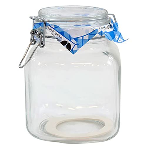 Tradineur - Tarro hermético de vidrio Primizie, junta de goma, bote, frasco multiusos para conservas, legumbres, pasta, 16,7 x 12,5 cm, 1,7 litros