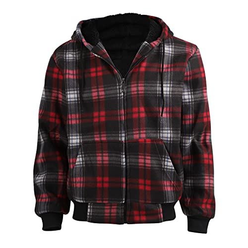 Yasumond Mens Buffalo Plaid Jacket Zip Up Sherpa Lined Fleece Flannel Coats2