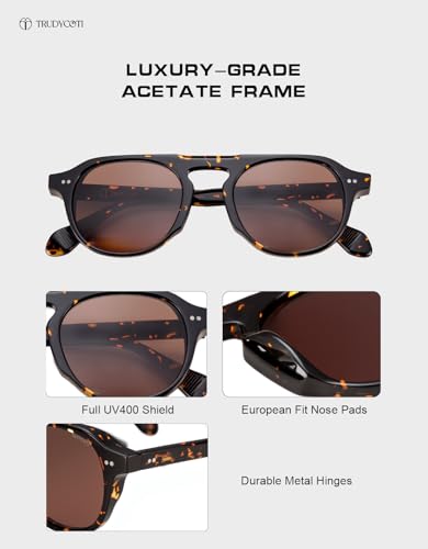 Retro Aviator Sunglasses Women Men, Acetate​ Vintage Flat Top Shades with Trendy Unisex Style4