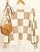 ZESICA Women's 2023 Fall Fashion Turtleneck Long Sleeve Striped Ribbed Knit Loose Pullover Sweater Tops,KhakiPlaid,Medium