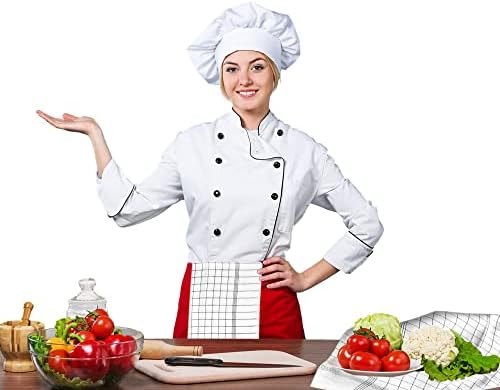 Kitchen Bed & Bath Linens-Multipurpose Kitchen Towels, Pack of 10 Soft Feel Fingertip Towels, Highly Absorbent, Lint Free Tea Towel (Black Stripe Chef Towel)