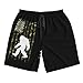 Camo American Flag and Bigfoot Sasquatch Men's Shorts Beach Swim Trunks Quick Dry Athletic Shorts Outdoor Casual Fashion Shorts Summer Thin Breathable Adjustable Elastic Size M/L/XL/XXL/XXL