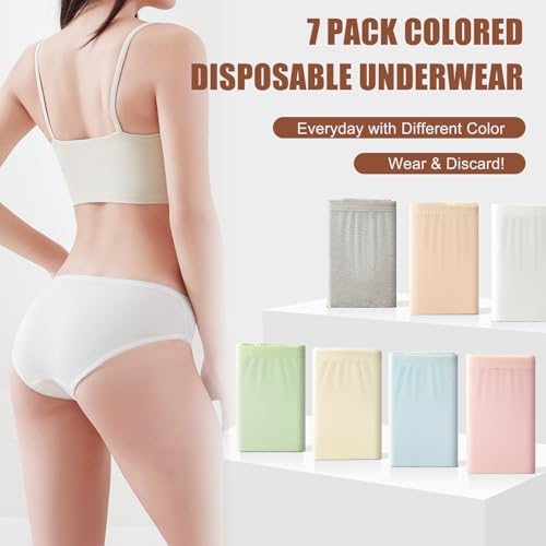 COVAX Women\'s Disposable Underwear and Socks for Travel, 13 Pack Cotton Briefs for Hospital Stays, Camping or Emergencies Multicolored - Thumbnail 2