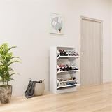Zapatero de Madera, Delgado y Estrecho, con Espejo, Zapatero de 3 Niveles, Mueble de Entrada, Apto para casa y apartamento, Color Blanco