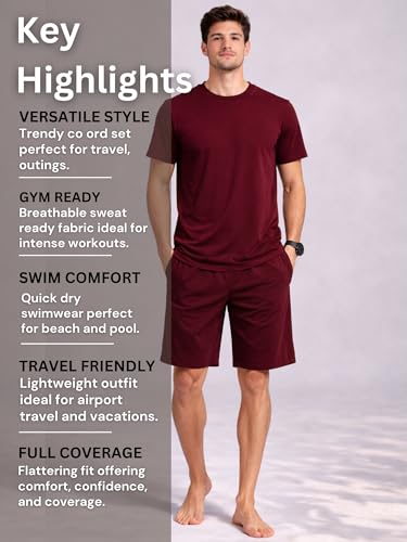 Image of Swimming Costume for Man | Co Ords for Men | Swim Suit for Men - Lightweight Quick Dry Beach & Gym Set Built to Water & Training