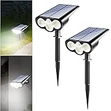 Solarlampen für Außen, [2 Stück] 300LM Solarleuchten Garten 2 Modi mit Bewegungsmelder, Wandleuchten und Gartenleuchten IP65 Wasserdicht Strahler für Bäume, Rasen, Sträucher, Gartenweg