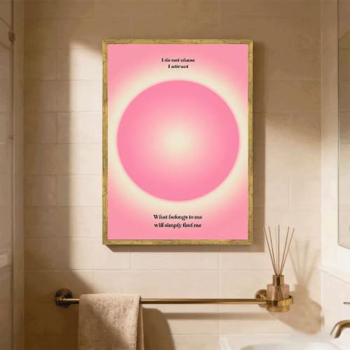 Framed Canvas Wall Art Pink Aura Gradient Motivational Quote Poster Art Print Paintings Pictures Aesthetic Trendy Wall Decor for Living Room Bedroom Dorm Apartment Office Decor (Framed,24W X36L) - Image 5