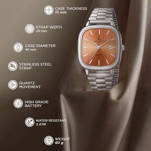 Image of Carlington Classic Series Analog Men Wrist Watches with Stainless Steel Strap & Date Display | Premium Fashion Watches for Gents | CT - 5010