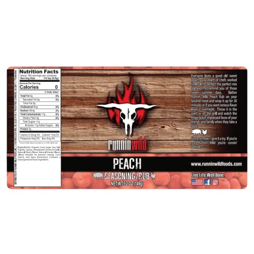 Image of Gourmet BBQ Peach Rub Seasoning - Bursting with Sweet, Smoky & Bold Peach Flavor | Runnin' Wild Foods, 5.2 oz