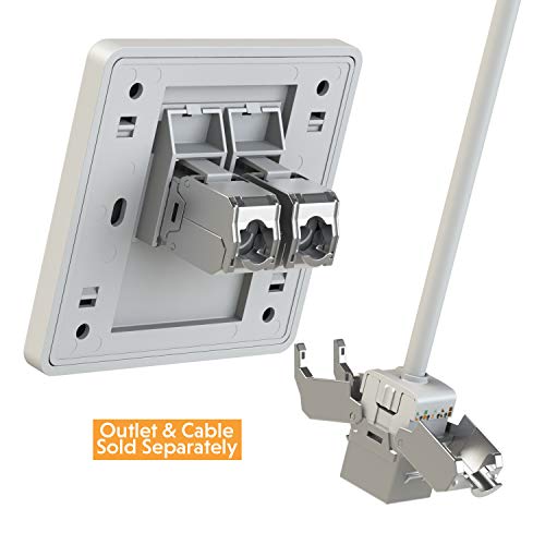 LINKUP - RJ45 Connectors Cat6A (6 Pack) Shielded Keystone Jack Zinc-Alloy Housing Modular Termination | 10G Easy Internet Tool Free Jacks | for Cat6A up to 22AWG Solid Bulk S/FTP Ethernet Cable