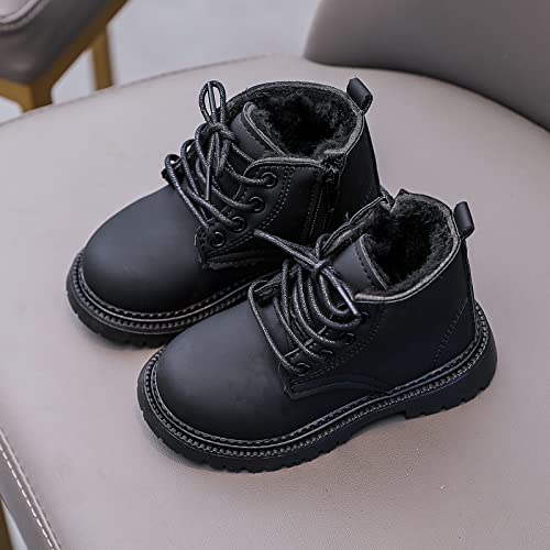 Happy Cherry Baby Hiking Boots Kids Boys Girls Winter Warm Lace Up Faux Suede Fur Lining Flat Ankle Snow Boots Shoes #TOP1