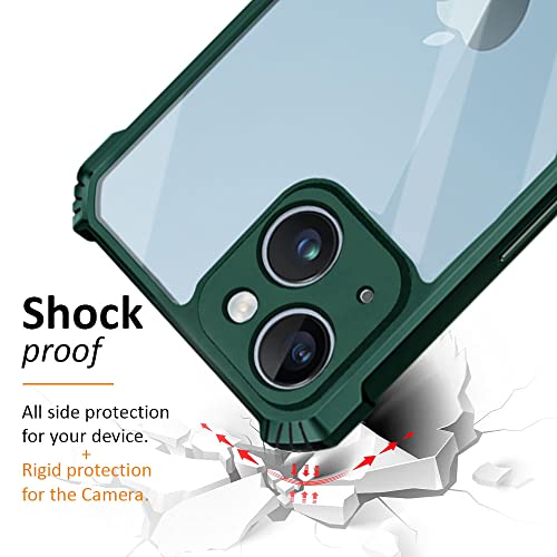 Image of WOW IMAGINE Shock Proof Clear Protective Back Case for Apple iPhone 14 Plus - AirEDGE Technology | 360 Degree Camera Protection | Transparent Hybrid Back Case Mobile Cover - Green