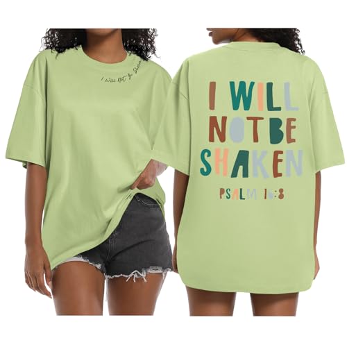 Christian Shirts for Women Jesus Faith Religious Bible Verse T Shirt Oversized Graphic Tees Inspirational Sayings Top (Avocado Green,L)