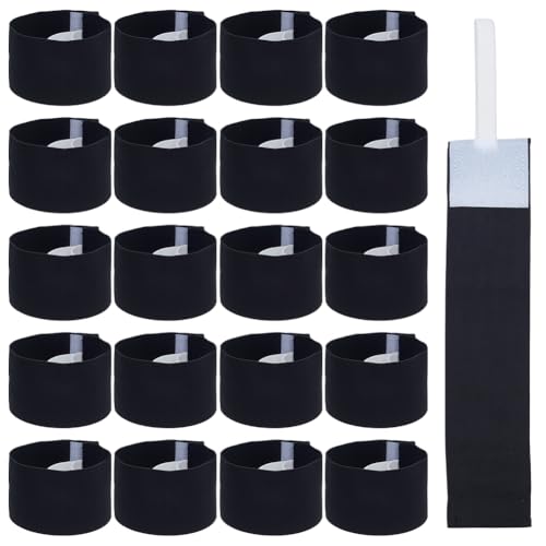 WEBEEDY 20 Pcs Black Armband Funeral Mourning Armband, 34x6.9cm/15.33x2.72'' Elastic Strap Adjustable Mourning Armbands for Badges Arm Sweat for Football Basketball Sports Supplies Costume