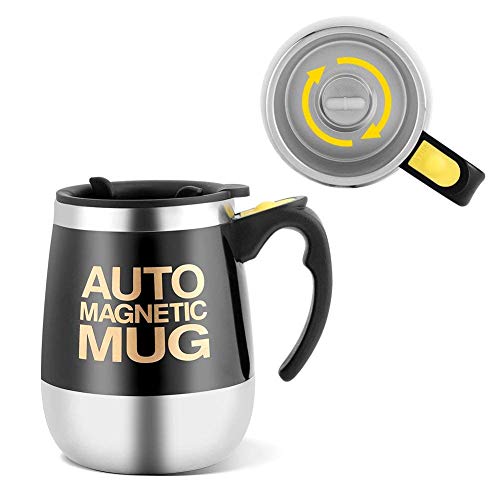Fdit Taza de café con agitación automática de acero inoxidable para café/té/chocolate caliente/leche/proteína de cacao (negro) - Imagen 6