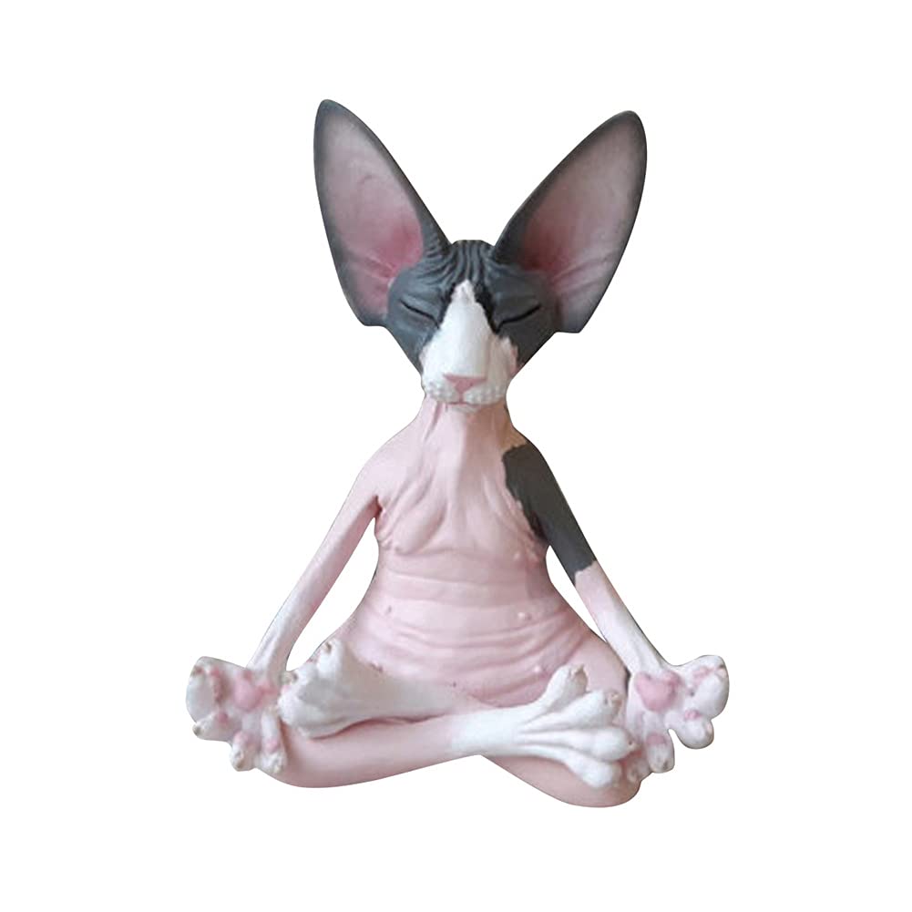 Sculpture Cat Decor Resin Meditating Thinking Cat Statue Cat Buddha Meditation Cat Statue Garden Outdoor Sculpture Decor Yoga Ornaments Zen Cat Relaxed Poses Home Living Room Collection Craft