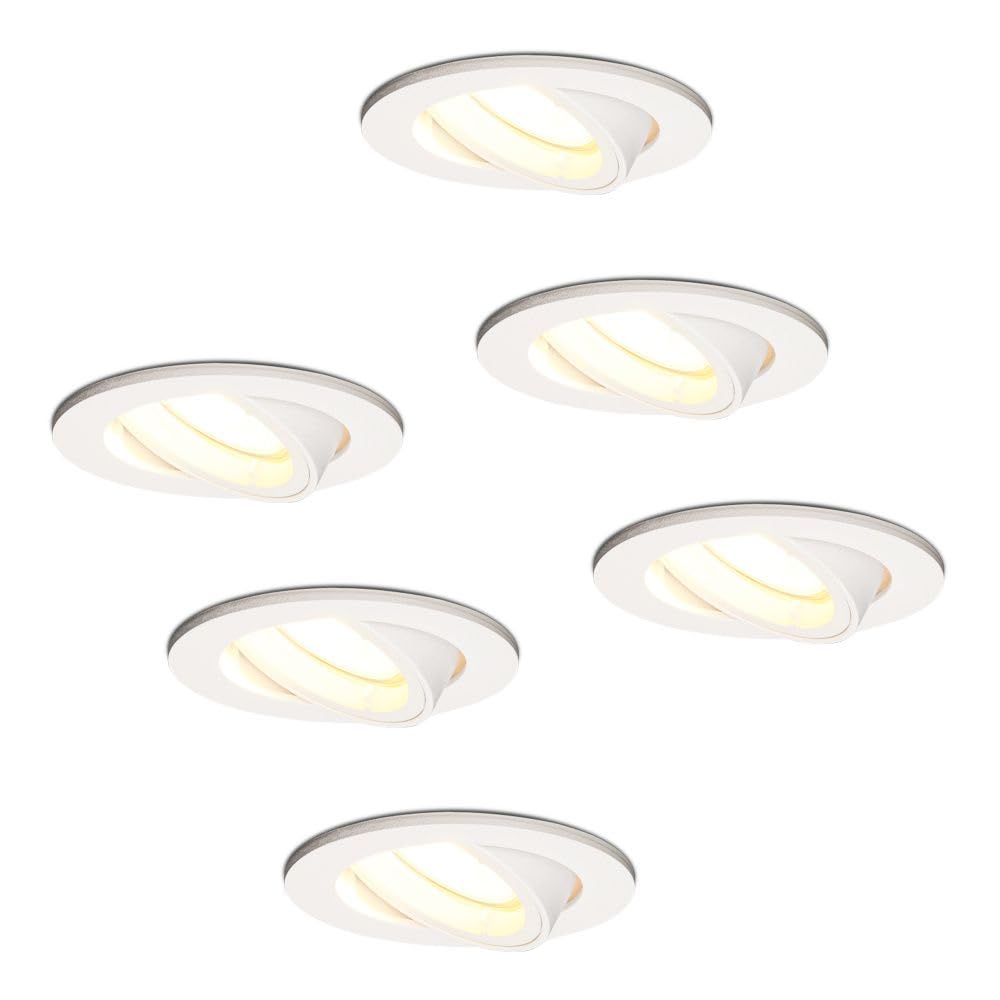 HOFTRONIC 6er Set Dublin LED Einbaustrahler - 4W 345lm - 2700K warmweiß - GU10 - Dimmbar - Rund - Schwenkbar - IP20 Innen - Weiß