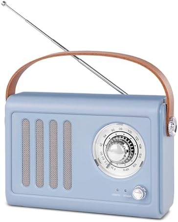 Portable Radio with Bluetooth,Light Blue | Retro Radio Bluetooth ...