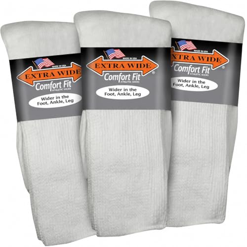 Extra Wide Comfort Fit Athletic Crew (Mid-Calf) Socks...
