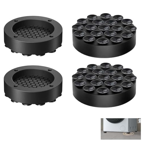 Xiciki Lot de 4 amortisseurs de vibrations en silicone noir pour machine à laver, sèche-linge, réfrigérateurs, antidérapants et réduction du bruit