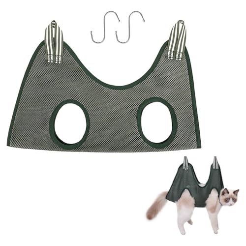 EORPAVU Soins des griffes pour chats,Hamac de toilettage pour Chat et Chien, Sac de toilettage pour Animaux de Compagnie, Fournitures pour Animaux de Petite et Moyenne Taille (Vert, Taille L)
