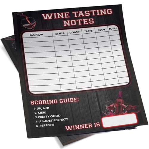 25 Wine Tasting Scorecard Party Supplies - Blind Tasting Cards and Game Kit for Adults - Made in USA - Great for Wine Night, Girls Night Out and Clubs