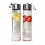 18 oz Reusable Plastic Water Bottles with Airtight Stainless Steel Lids – Leakproof Juice & Beverage Bottles for Travel, Gym & Daily Use – Eco-Friendly Drink Containers, Pack of 2