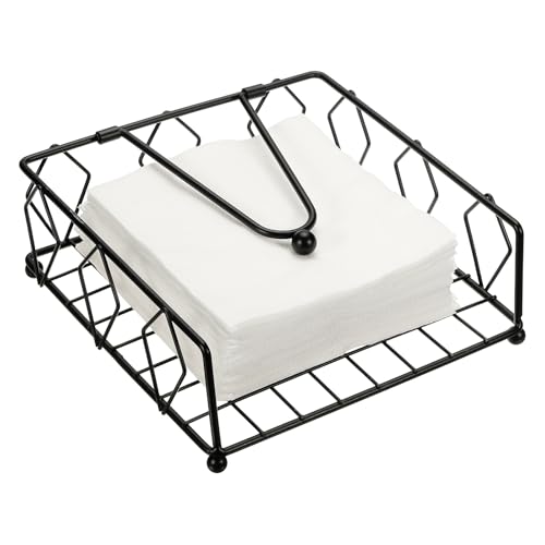 Porte-serviettes plat en métal noir distributeur de serviette table maison - 2