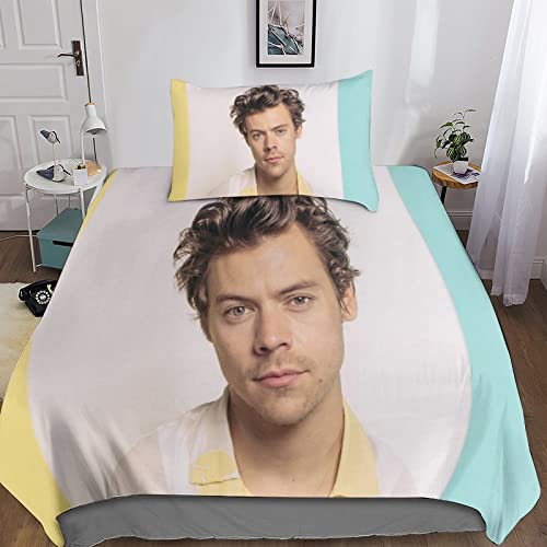Harry Styles Pillow Bedding Juego De Sábanas Impresas 3D Microfibra Suave Fundas De Almohada...