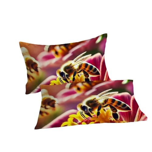 Linge de lit enfant en microfibres douces avec housse de couette abeille imprimé 3D