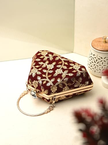 Image of TOOBA Handicraft Women's Beautiful Bling Box Clutch Bag | Evening Bag, Bridal Purse & Party Handbag | Wedding & Special Occasion Clutch (Mix Pyramid)