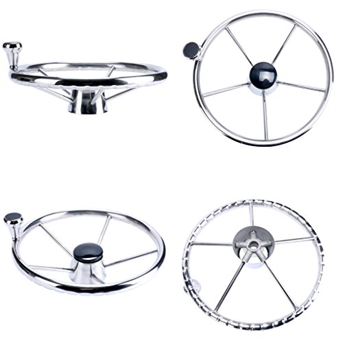 image for Amarine Made Destroyer Style Stainless Boat Steering Wheel, Marine Ste