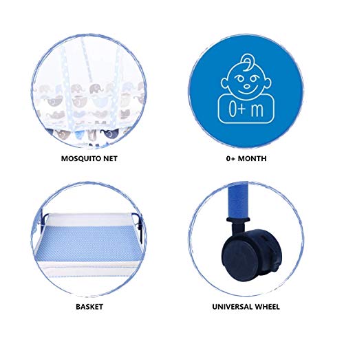 Image of Baby Multipurpose Cradle with Mosquito and Insect Protection Net (Blue)