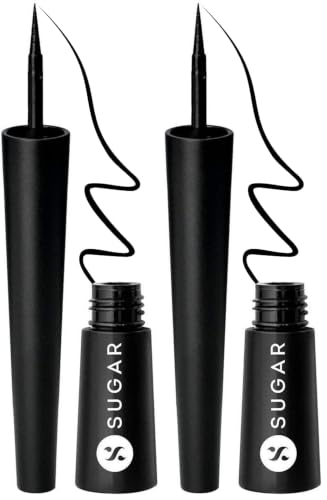 Image of SUGAR Cosmetics Gloss Boss 24Hr Glossy Eyeliner Gel With Brush | Smudeproof & Waterproof - 01 Back In Black (Black Eyeliner) | 3Ml (Pack of 2)