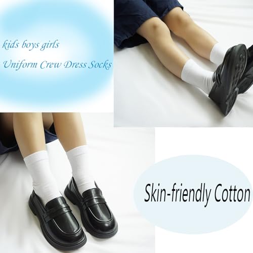 Image of Boys Dress Socks 3 Pairs Kids Boys Girls Crew Dress Sock Cotton Uniform Socks for Girls