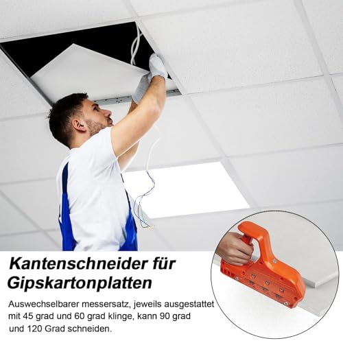 Kantenhobel FüR Gipskarton, Gipskarton Hobel mit 45° und 60° Klingensatz,Gipskartonplatten Schnellschneider,für Gipskartonplatten Korkplatten mit 10 Klingen