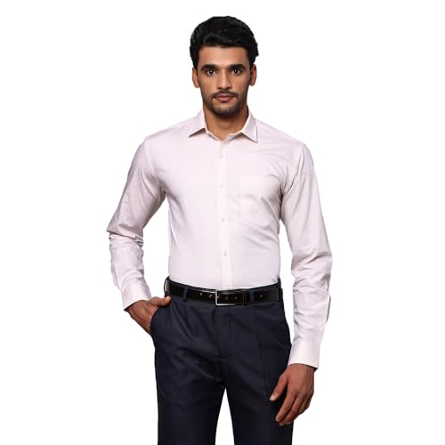 Image of Park Avenue Men Slim Fit Fil-A-Fil Pattern Pure Cotton Semi Cutaway Collar Full Sleeve Formal Shirt