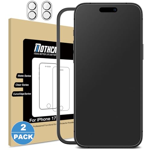 Mothca 2 Pack Matte Glass Screen Protector for iPhone 17 [6.3 inch] + 2 Pack Camera Lens Protector...
