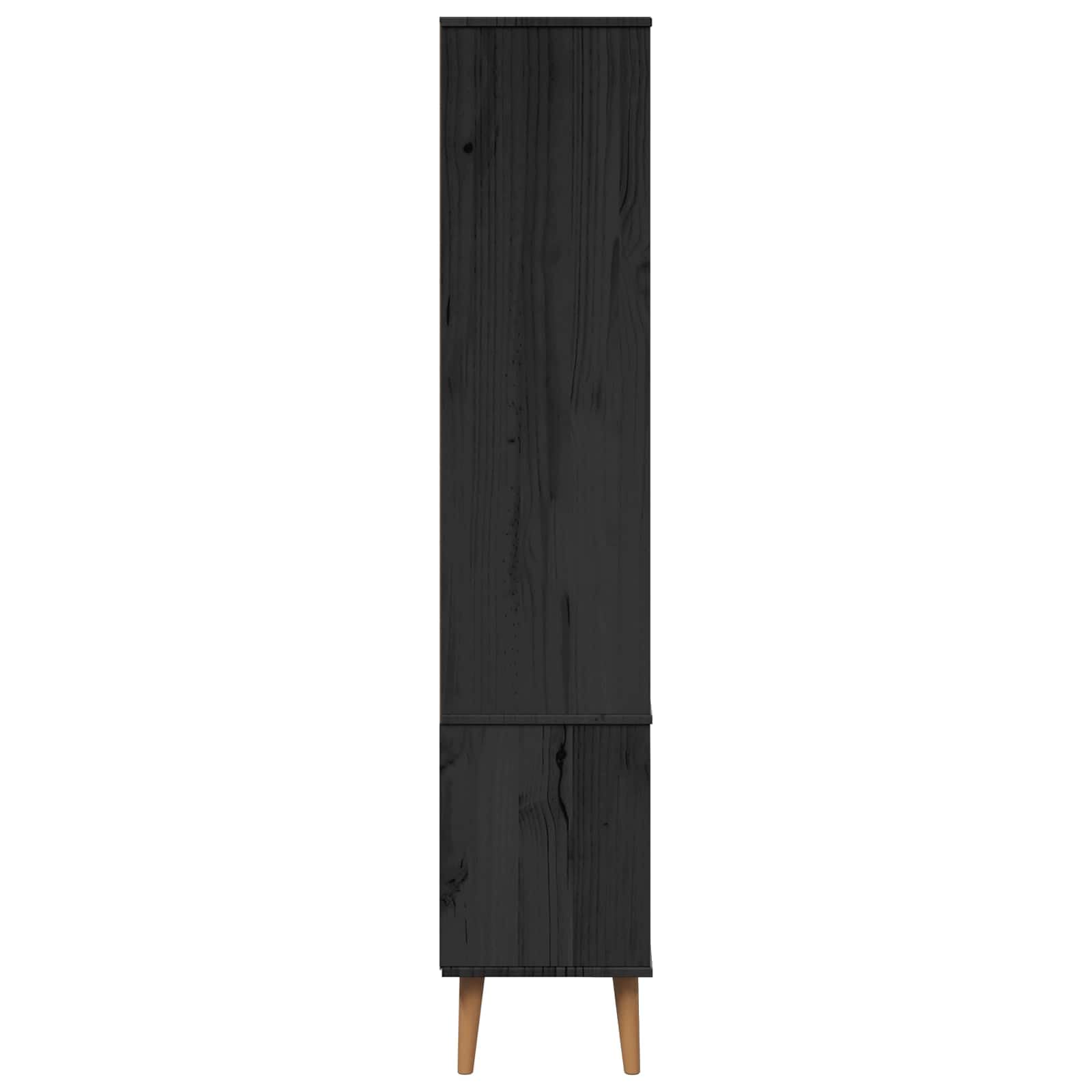 Vetrina in vetro Molde, 90 x 35 x 175 cm, in legno di pino massello, nero, con ante in vetro temperato e spazio per riporre oggetti, per soggiorno e camera da letto