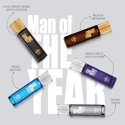 Image of French Factor Man Of The Year Luxury Perfume Gift Set for Man Long Lasting Perfume collection Of 5 Eau de Parfum, Gold | Premium | Original | Royal Oud | For The Strong (Pack of 5, 30ml each)