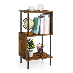 ETELI 3 Tier Short Bookshelf Narrow Standing Bookcase Shelf Small Bookshelf with Storage for Farmhouse, Living Room, Bedroom, and Home Office