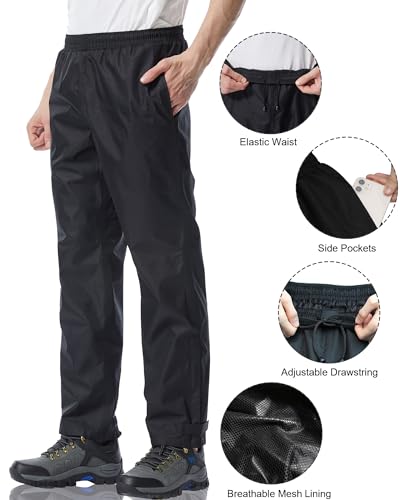 iCreek Calça de chuva masculina à prova d'água, à prova de vento, leve, para caminhada, trabalho, c
