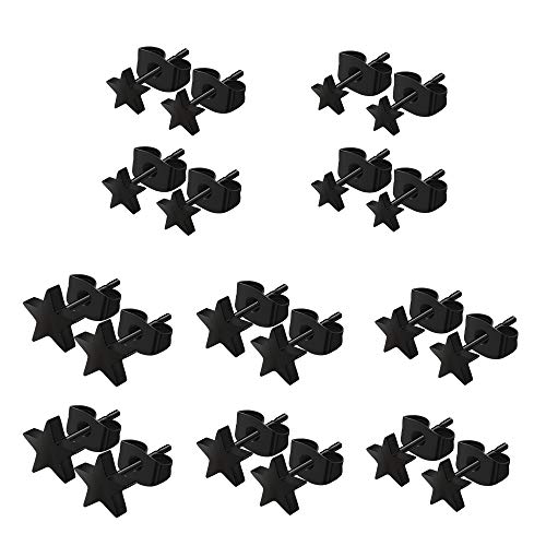 Preisvergleich Produktbild Kulannder Edelstahl Ohrstecker Set schwarz Sterne Ohrstecker Ohrringe Kit Herren Ohrstecker ohrstecker schwarz für Frauen Männer 3mm-7mm10 Paar