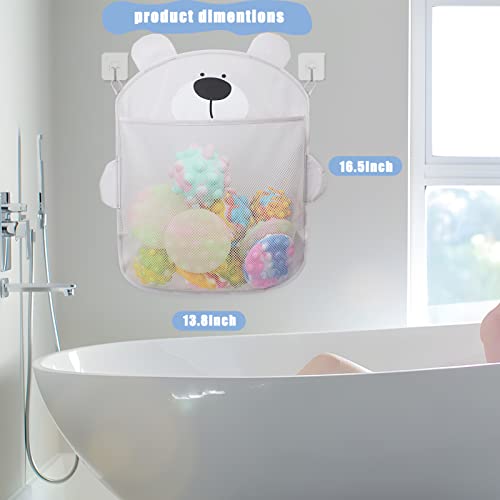 Fyy Mesh Bath Toy Organizer, Bath Toy Storage For Baby Bath Toys, Cute Hanging Bath Toy Holder With 2 Adhesive Hooks, For Bathtub Toys, Bath Toys & More-Bear #TOP27