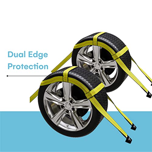 Noa Store Tow Car Dolly Straps - Adjustable Dolly Basket Straps with Flat Hooks - 3330 Lb Load Capacity Car Tow Dolly for Safe and Secure Vehicle Transport - Pack of 2 - Thumbnail 2