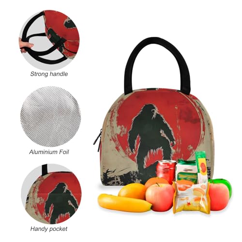 Gorilla Sunset Print Backpack Set with Lunch Bag, Large Capacity Travel Backpacks and Lunch Box Insulated for Commute Hiking Picnic4